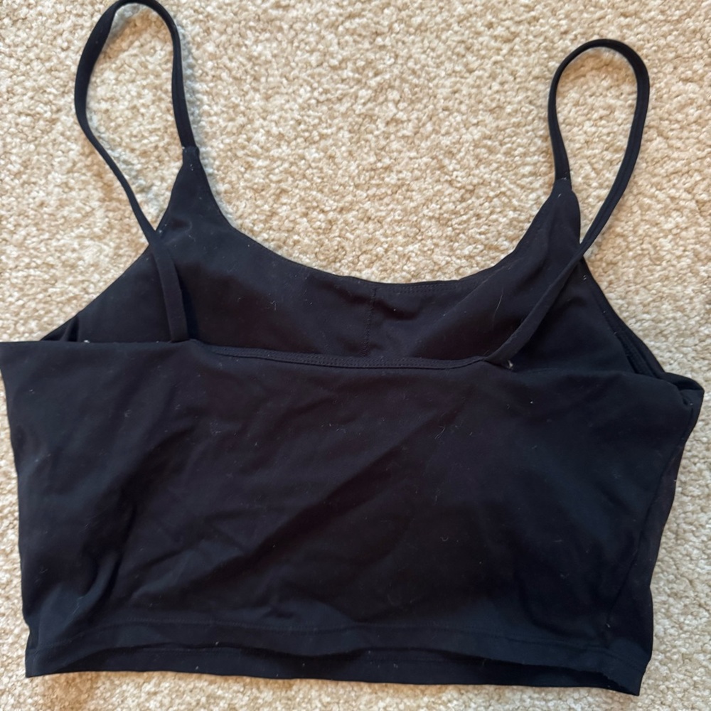 Black Spaghetti Strap Crop Top - Picture 2 of 3